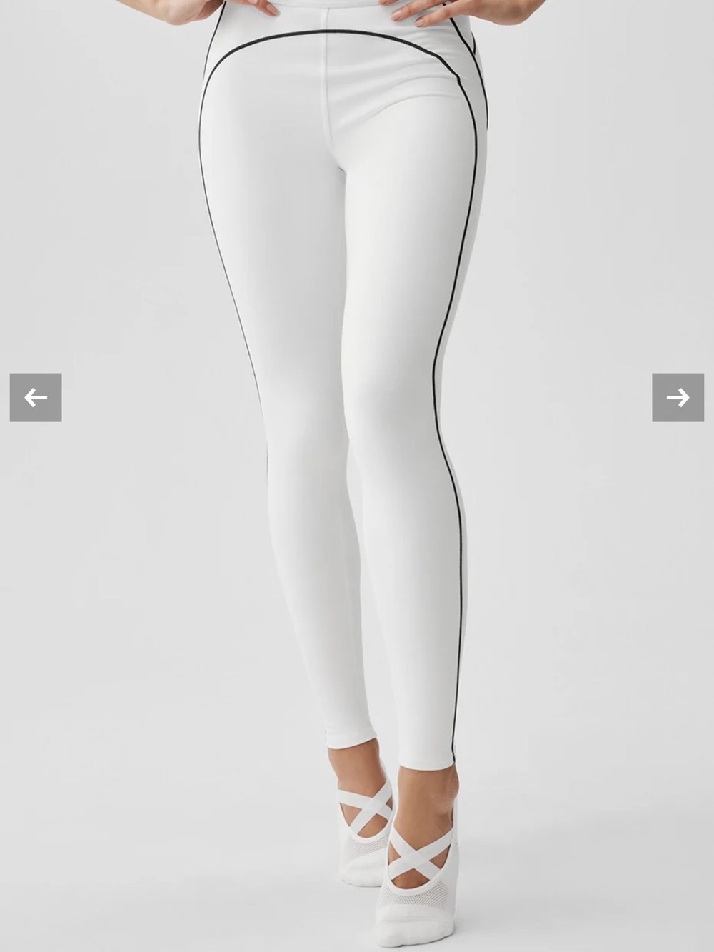 ALO Yoga White High-Waist Legging with Black Piping
